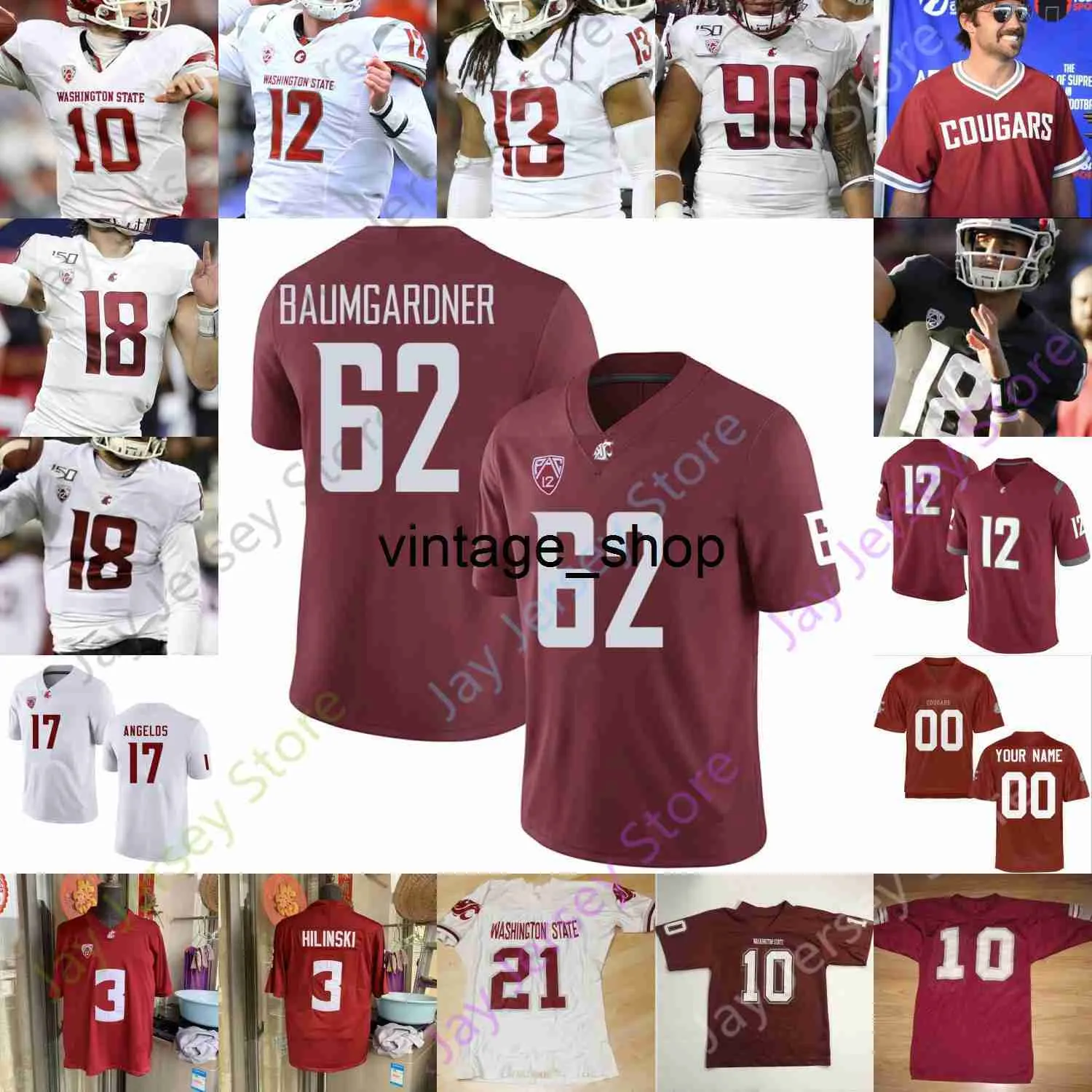 24s Washington State WSU Cougars voetbalshirt NCAA College Ryan Leaf Drew Bledsoe Hilinski Andre Dillard de Laura McIntosh Crowder Stone Jr.