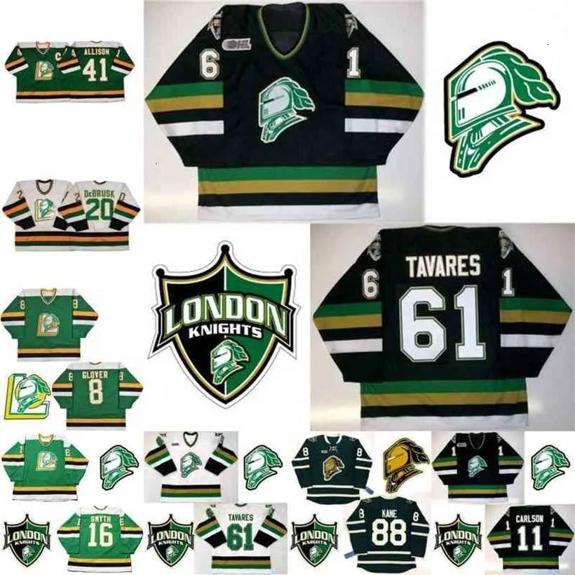 C2604 Thr London Knights 16 Brad Smyth 20 Louie DeBrusk 8 Jason Glover 41 Jason Allison John Carlson 88 Patrick Kane 61 John Tavares Hockey Jerseys