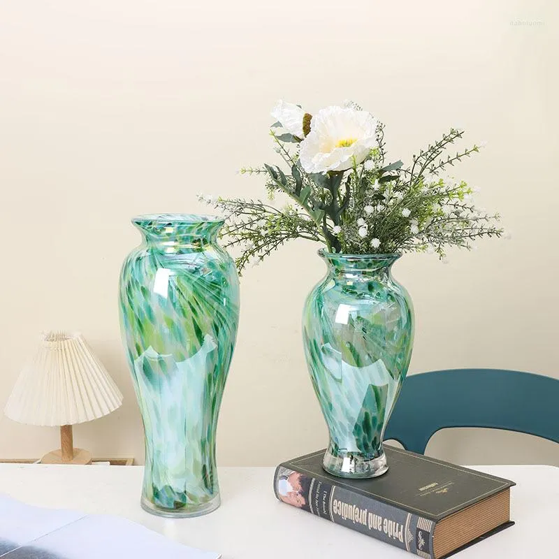 Vases Simple Retro Multi-color Pearlescent Glass Vase Living Room Dining Table Porch Flower Arrangement Decoration