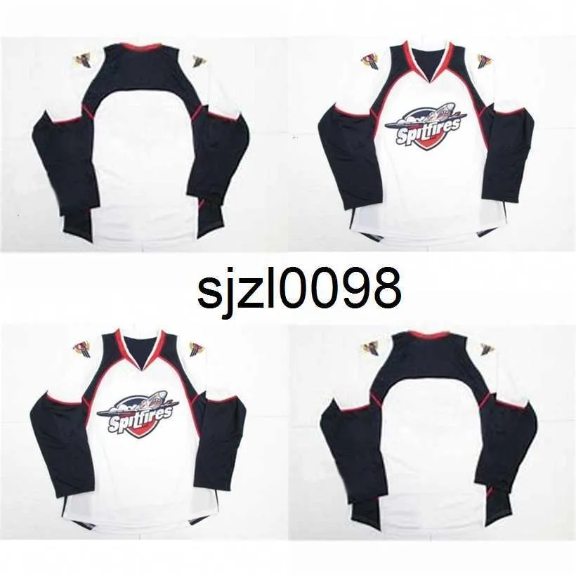 SJ98 Windsor Spitfire Jersey Jersey męskie damskie młodzież 100% hafty cusotm dowolne nazwisko dowolne numer biały hokeja koszulka