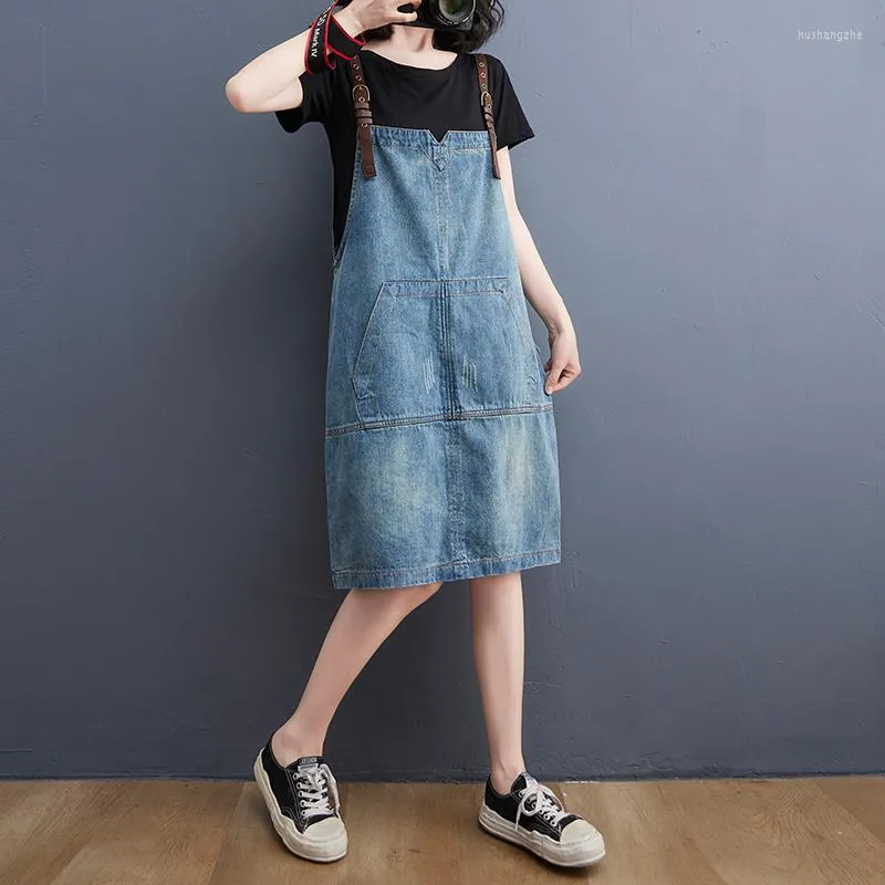 navy blue dress for baby girl Sian Denim Pinafore Midi Dress Blue main image 0