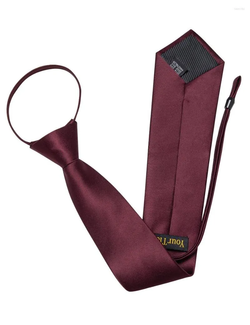 Noeuds papillon rétro bordeaux hommes cravate pré-nouée fermeture éclair cravate pour homme poche carré ensemble mode affaires robe de soirée cadeaux d'anniversaire