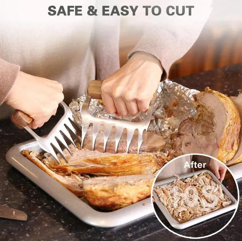 2 piece Bear Meat Claws Barbecue Fork Manual Pull Meat Shred Pork Clamp  Roasting Fork Kitchen