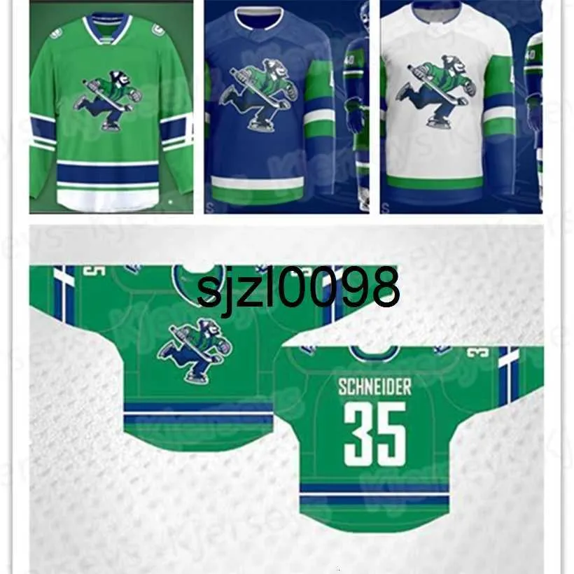 SJ98 Johnny Canuck AHL 2021 Anpassad hockeysjersey valfritt nummer och namn Mens Womens Youth All Stitched Size S-4XL