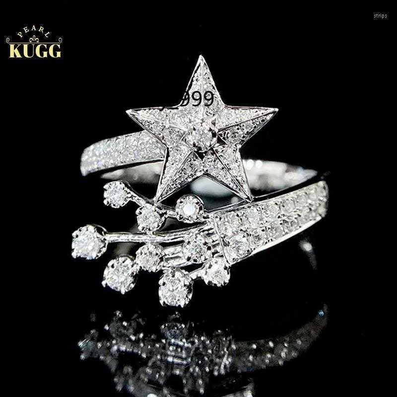 Кластерные кольца Kugg 18k Белое золото читайте натуральное бриллиантовое кольцо моды, модная форма премиум -ювелирные украшения для женщин свадебная вечеринка может настроить
