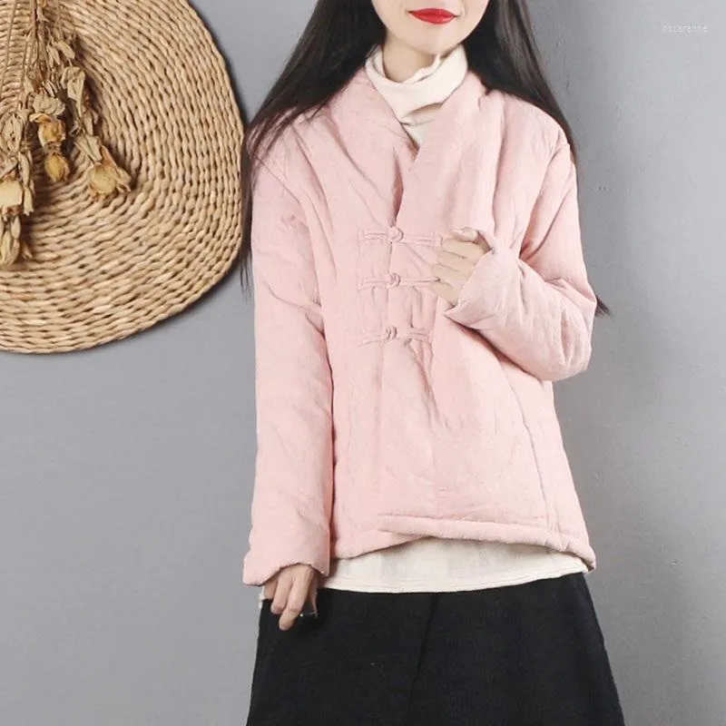 Vêtements ethniques 2023 mode Style chinois femmes Vintage hiver vestes décontracté matelassé Hanfu manteaux lâche dames hauts 31360