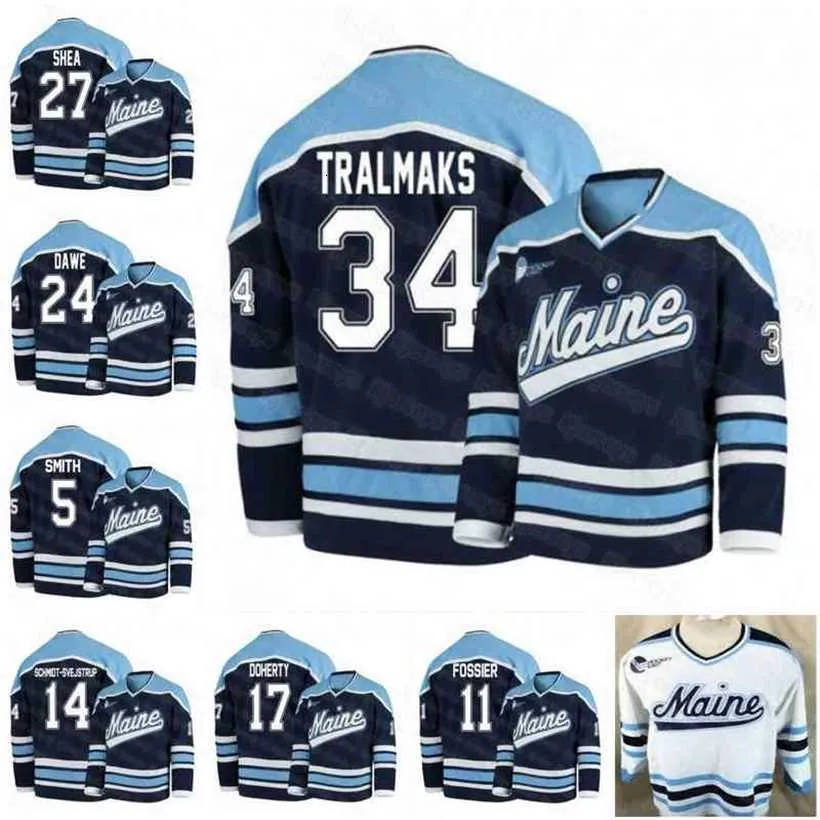 C2604 24 maillot de hockey sur glace Adam Dawe Maine Black Bears College Eduards Tralmaks Jacob Schmidt Svejstrup Mitchell Fossier Patrick Shea Ryan Smith