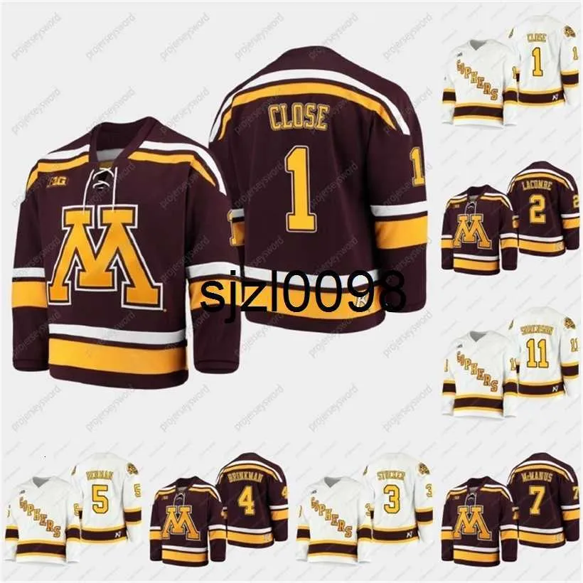 SJ98 2021 B1G Турнир Vintage Jersey Minnesota Golden Gophers Jouselen Close Jared Moe Jack Lafontaine Jackson Lacombe Robbie Stucker Matt