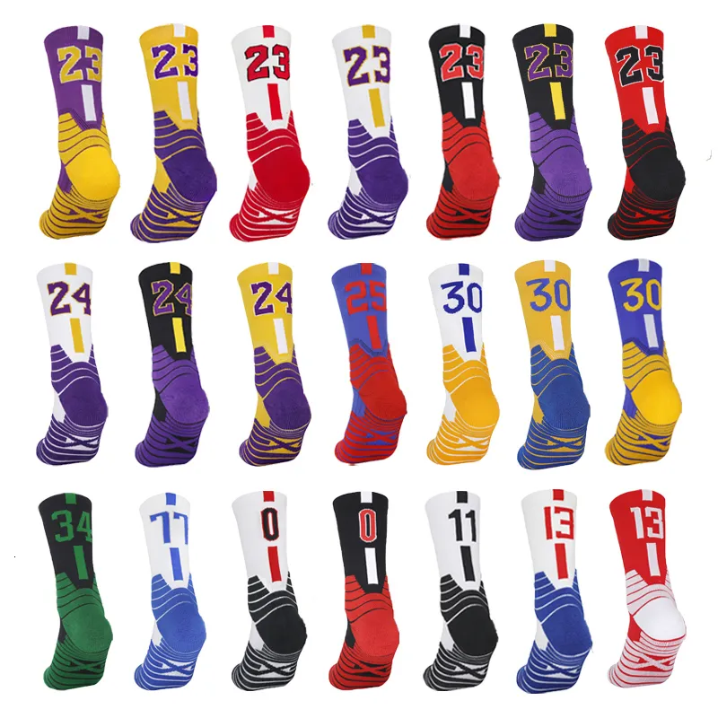 Sportsocken Herren-Basketballsocken Nummer Sportsocken Kniehohe verdickte Handtuchunterseite Radfahren Laufen Korb Kind Erwachsene Calcetines Socken 230603