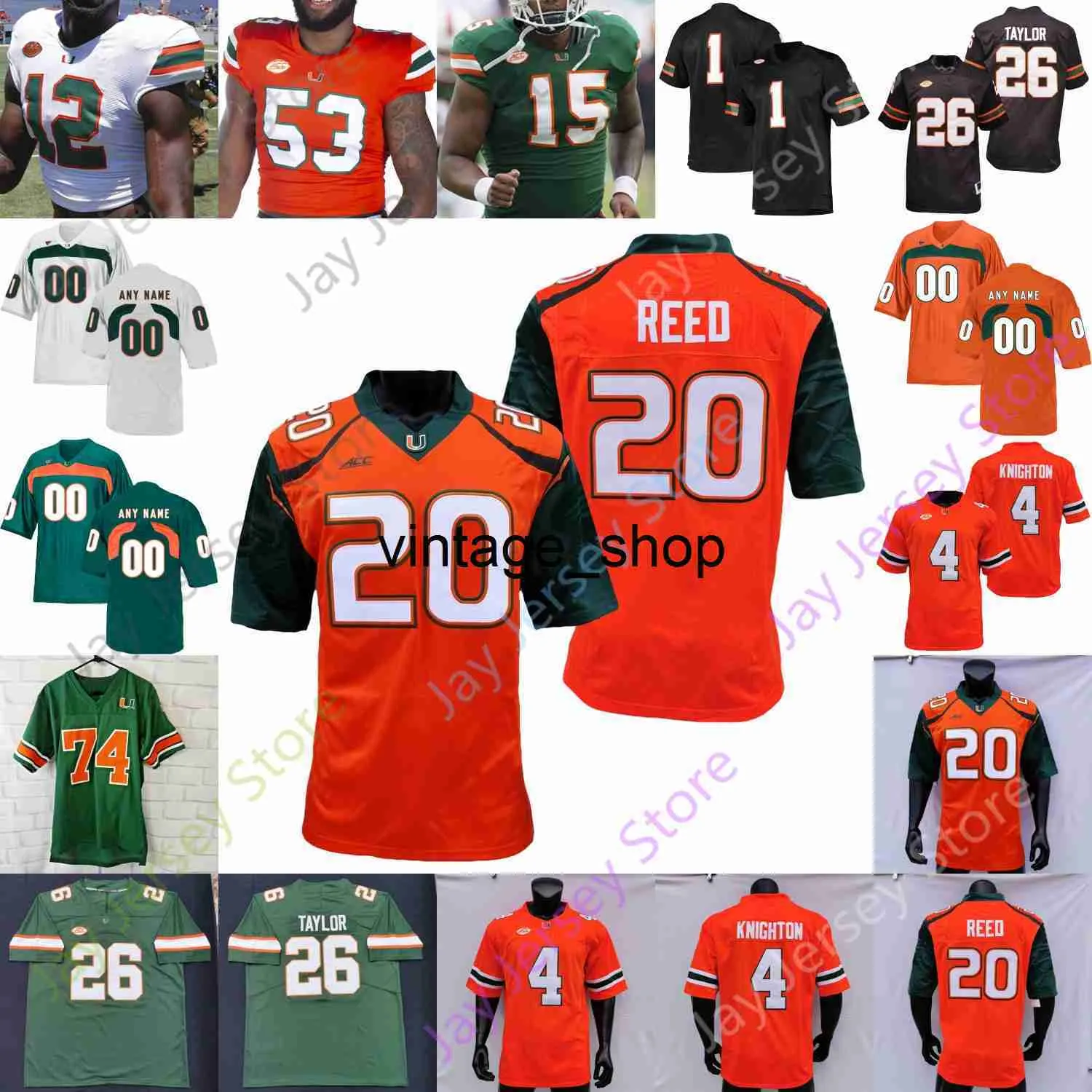 Vin Miami Hurricanes Football Jersey NCAA College Vernon Carey Jr. The Rock Vinny Testaverde Evan Shirreffs Morris Miller Johnson Jenkins