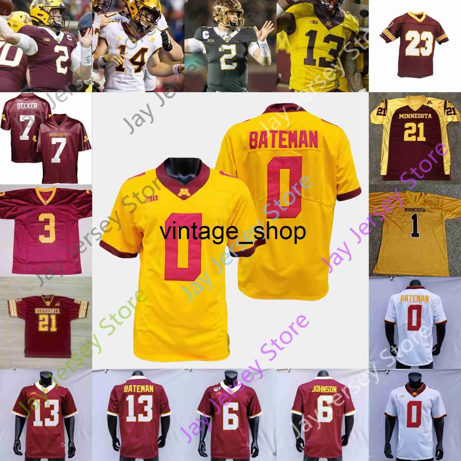 Vin Minnesota Golden Gophers Fußballtrikot NCAA College Eric Decker Johnson Renner Brooks Williamson Coughlin Annexstad Smith Thompson Potts