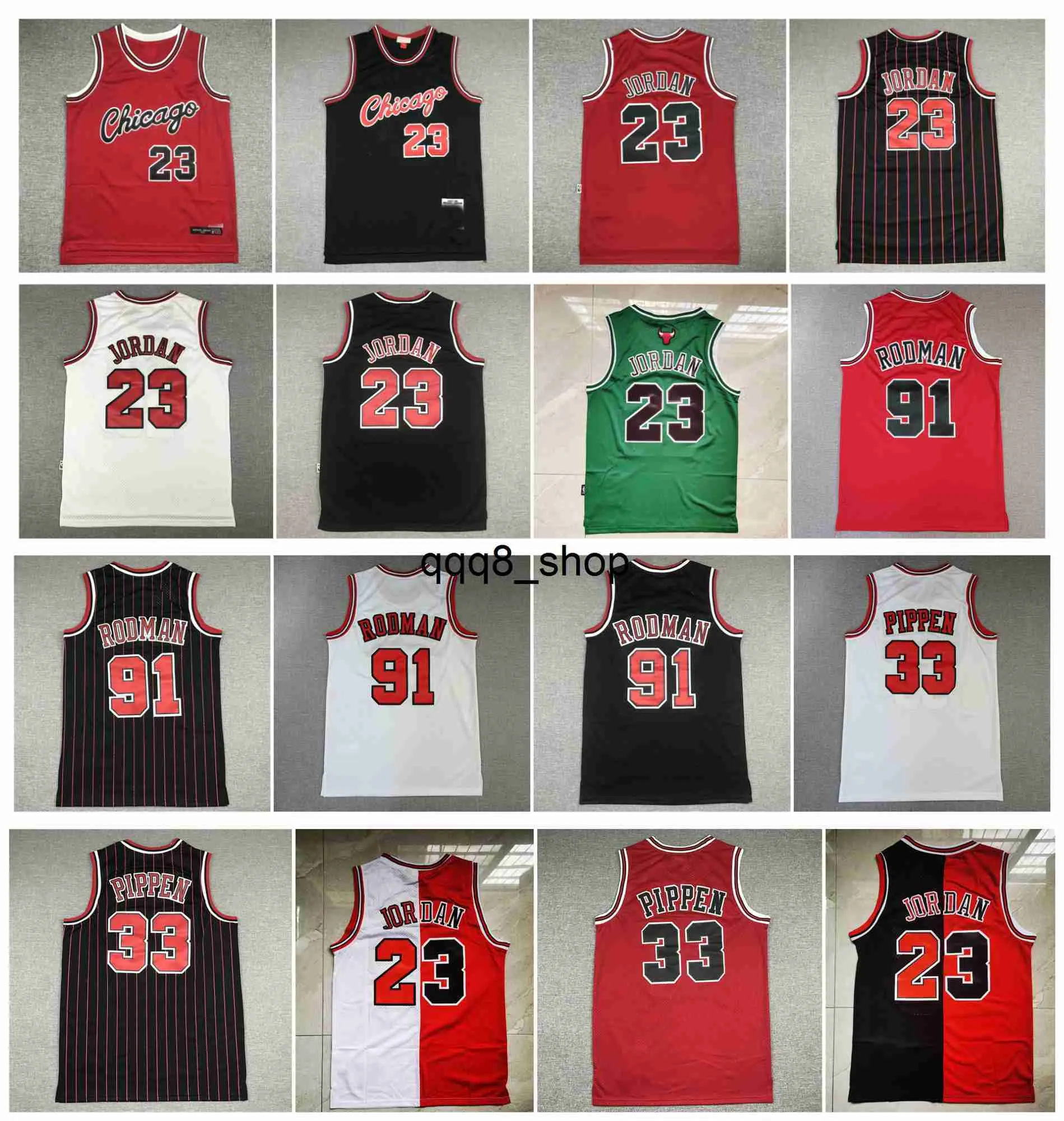 qq8 23 Michael Jor dan Bull Scottie Pippen Basketball Jersey Chicagos Dennis Rodman Mitchell e Ness Retrocesso Vermelho Branco Preto Tamanho S-XXL