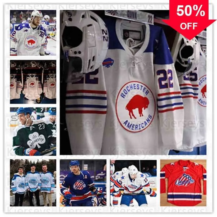 Mag Thr Custom Men Rochester Americans Jersey 77 peterka 22 quinn 72 Mcinnnis 81 Murray 25 Ruotsalaimen 26 jobst 7 Prow 11 Kevin