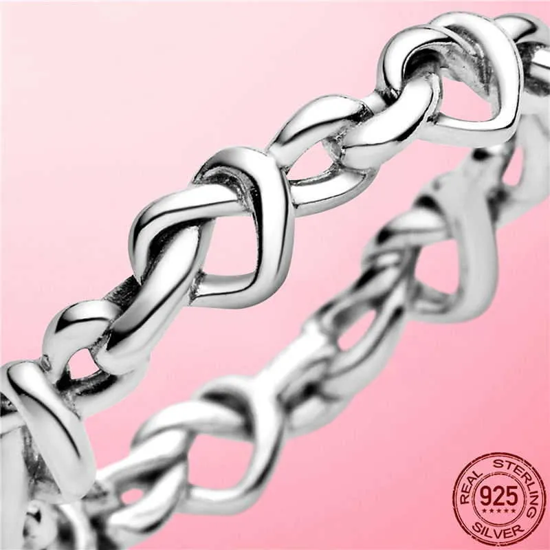 925 Sterling Silver Knotted Hearts Band Ring Stackable Promise Ring ...