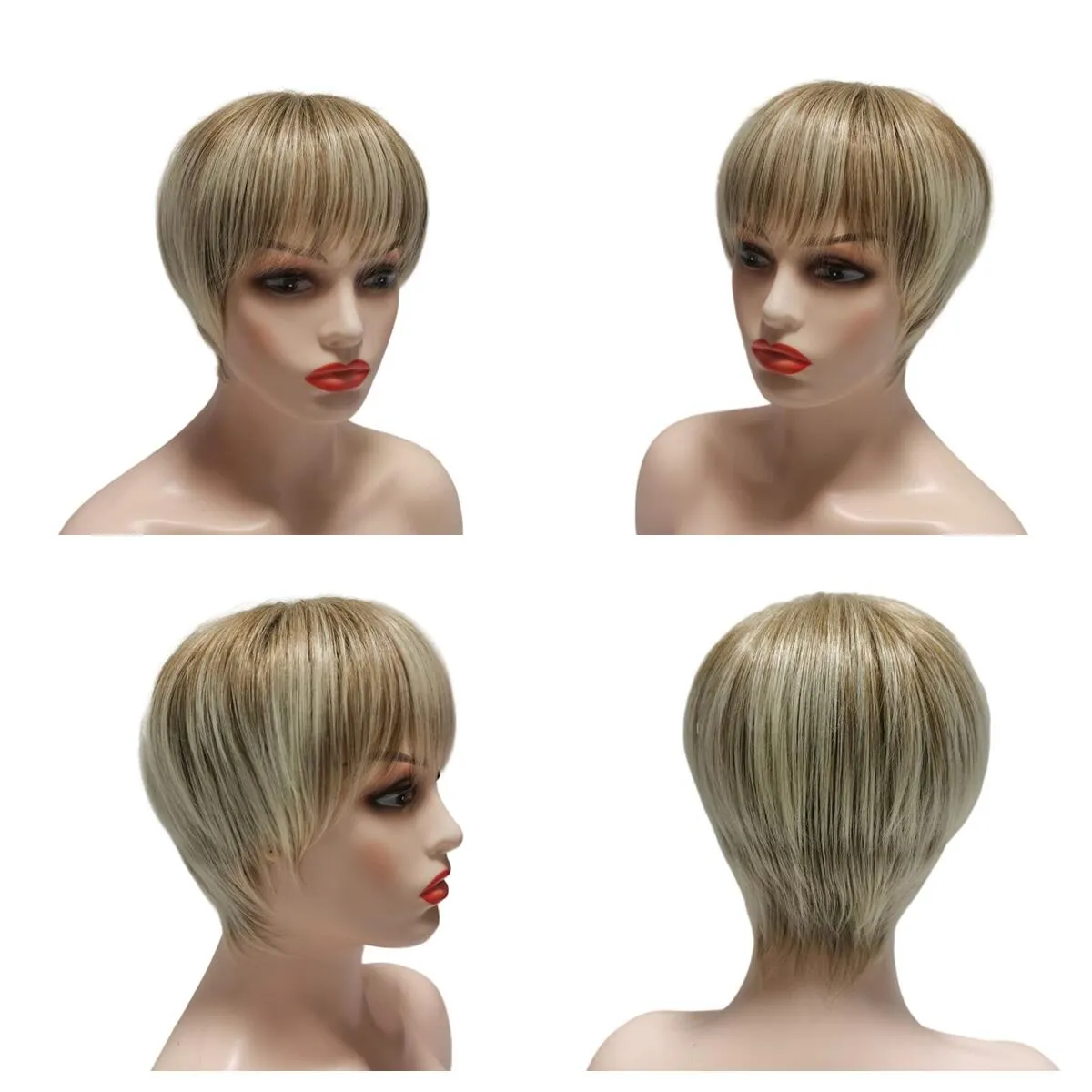 Kvinnors peruk Korta blondle Syntetiska värmebeständiga Halloween Elf Short Wig Natural Wig Fiber Daily Wig Costume Wig Wig