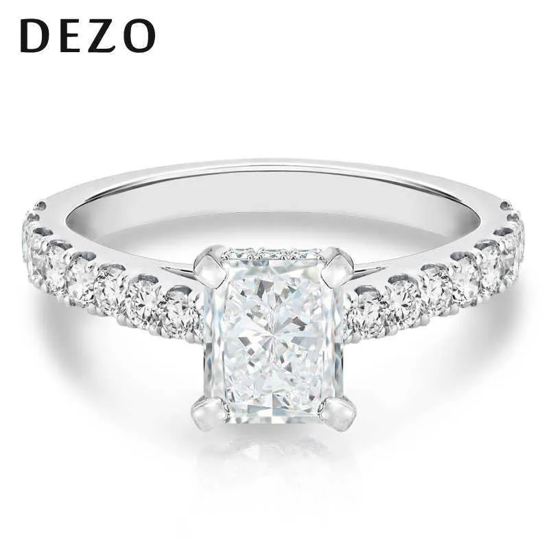 Solitaire Ring DEZO Radiant Cut 15 Ct Moissanite Engagement Ring VVS1 D Color 925 Sterling Silver For Women Wedding Anniversary Jewelry Z0603