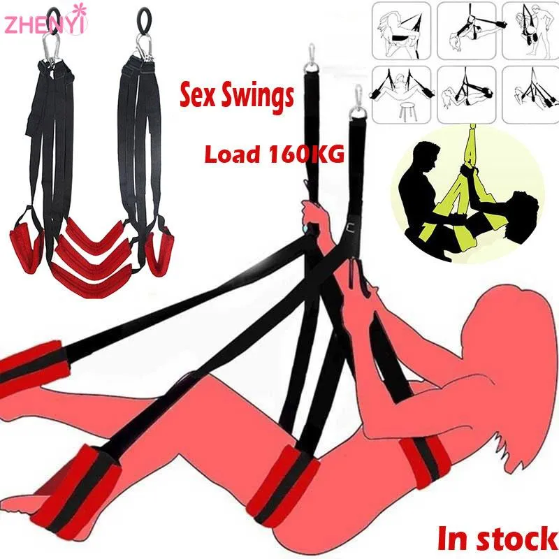 Produits Nouveau mise à niveau Pro Swing Swing Soft Material Sex Sex Furuit Fetish BDSM Bandage Love Adult Games Hanging Porte pour les femmes Swing Set