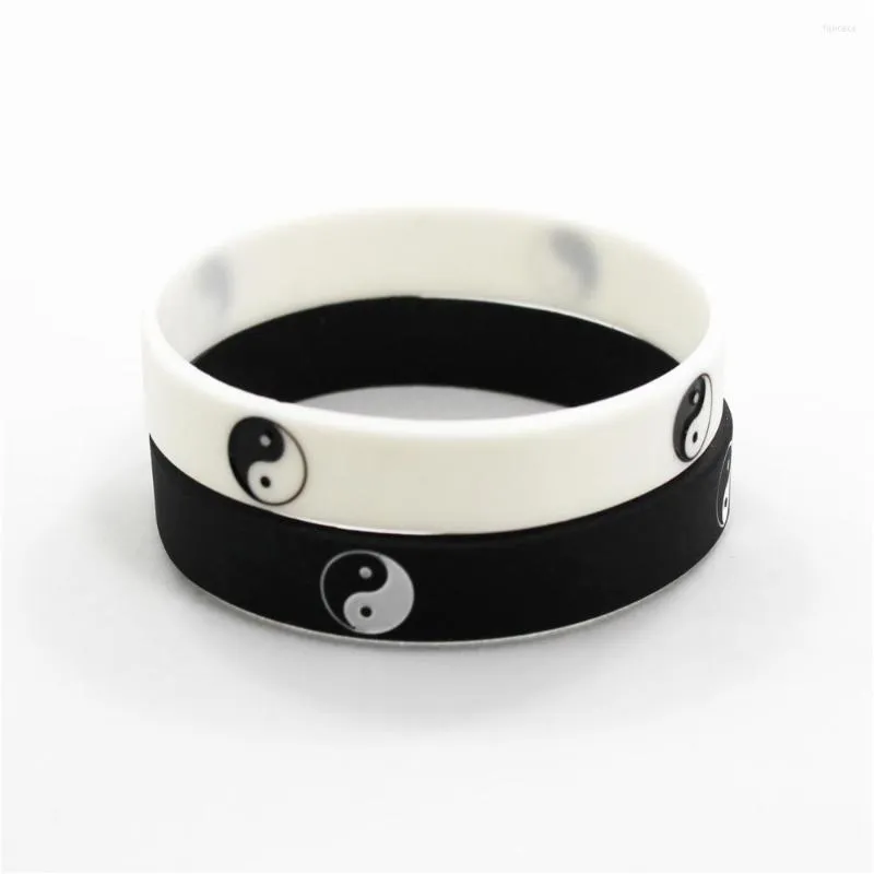 Link Bracelets 2 Pcs Cool Tai Chi Silicone Wristband Black White Color Sports Rubber Bracelets&bangles Fashion Jewelry Gifts