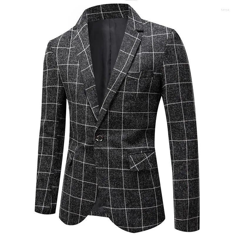 Men's Suits Cross Border Source Wholesale 2023 Autumn Small Suit Jacket Fashion Plaid Men's Top