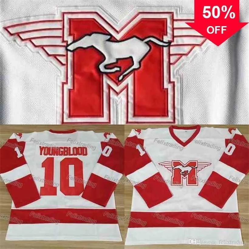 Youngblood Movie Hockey Jersey Rob Lowe #10 Mustangs All Stitched,  High-Quality Men's Hockey Jersey Buy Now!