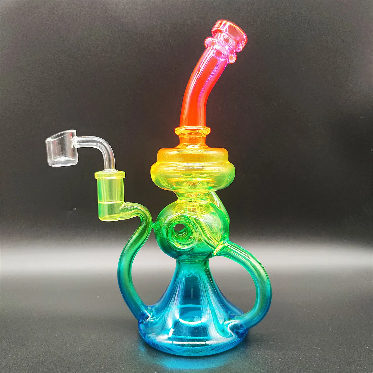 10 Inch Fab Egg Metallic Klein Heady Bong Fab Egg Incycler Colorful Hookah Glass Bong Dab Rig Recycler Pipes Water Bongs Smoke Pipe 14.4mm Female Joint with Regular Bowl