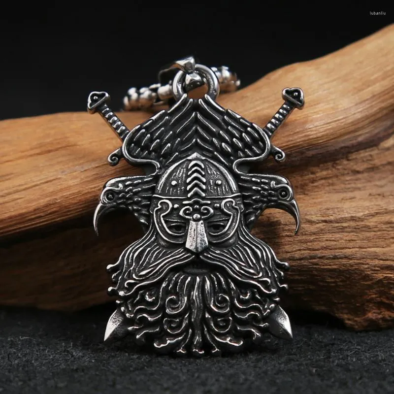 Zincirler Vintage Paslanmaz Çelik Viking Raven Savaşçı Kolye Kolye Erkekler için Nordic Odin Karga Kolyeler Punk Musluk Takı Hediyeleri