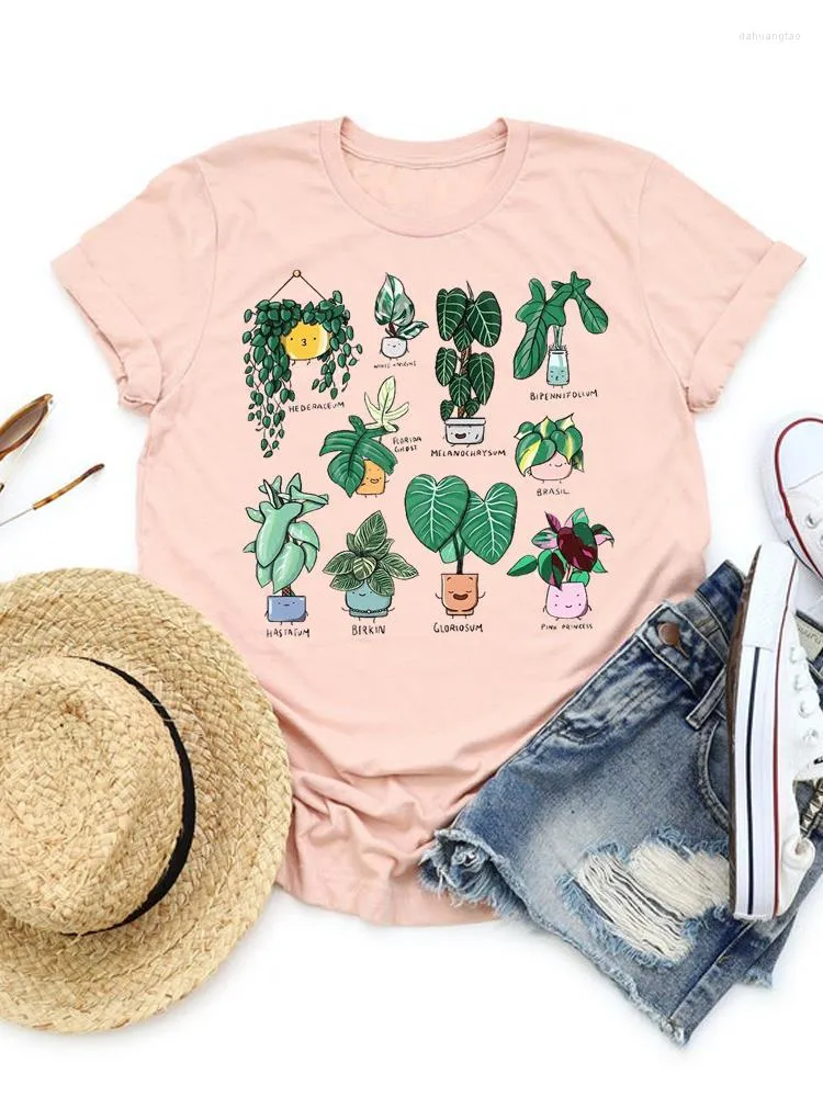 T-shirts pour femmes Vêtements Vêtements Lady Graphic T-shirt à manches courtes Tee Top Plant Sweet Trend Cute Fashion Women Casual Basic Print Shirt