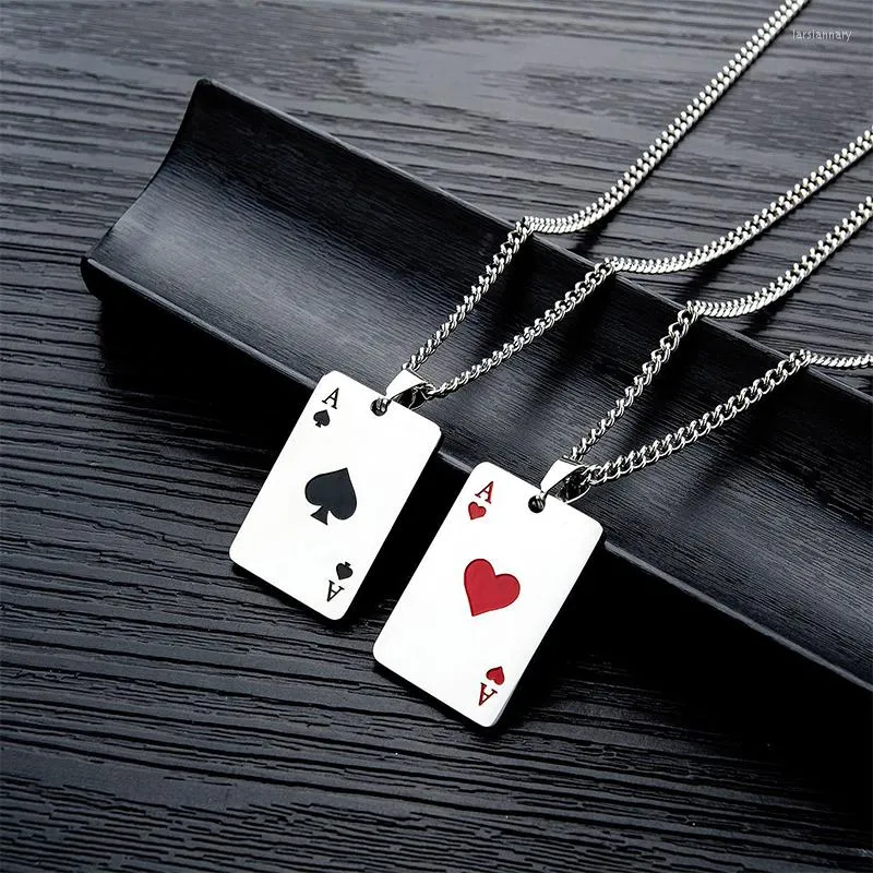 Anhänger Halsketten Namensschild Glück Poker Anhänger Herren Edelstahl Erklärung Karten Hip Hop Halskette Schmuck Großhandel