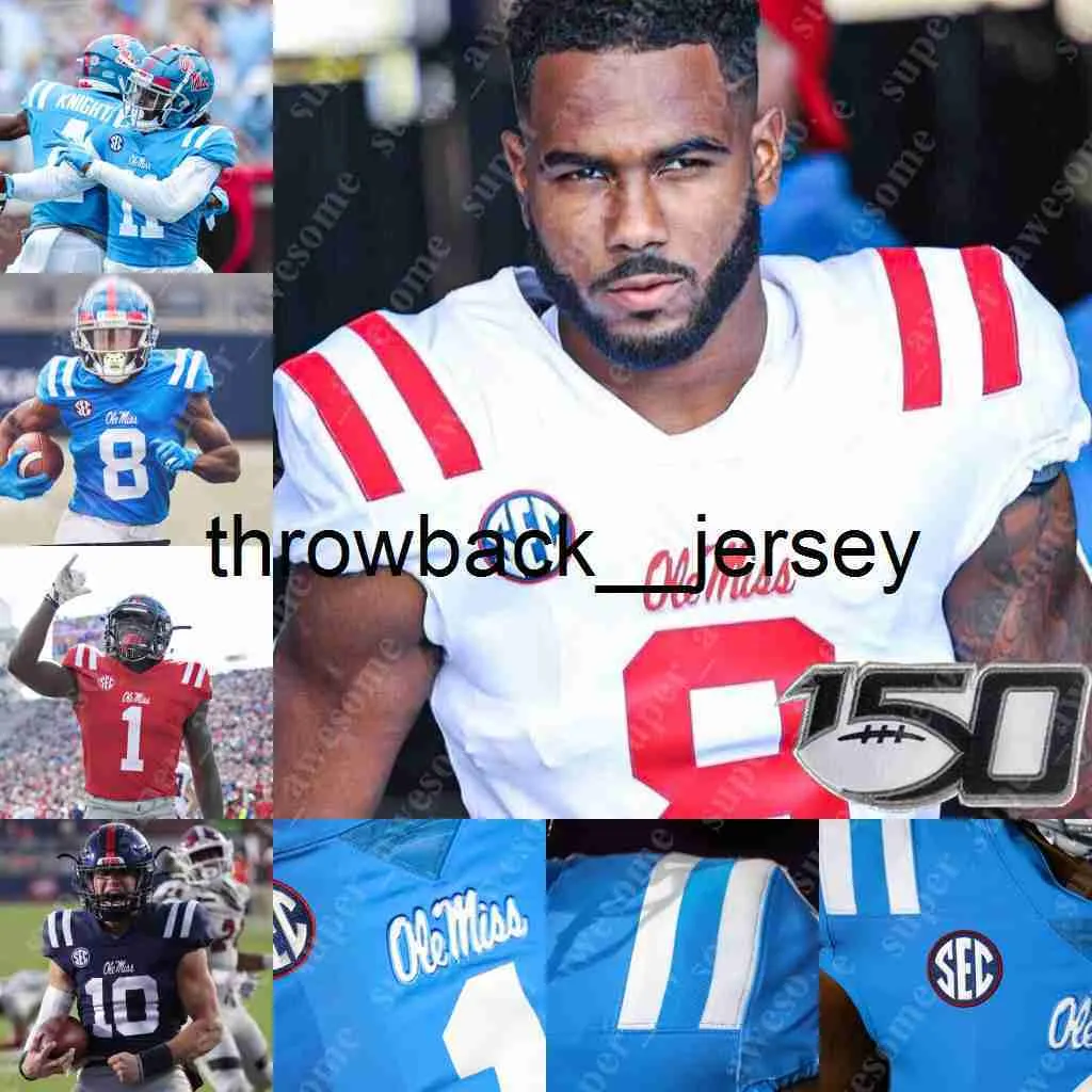 Thr Ole Miss Rebels Football Jersey Austin Keys Tariqious Tisdale Zikerrion Baker Tylan Knight KD Hill Deantre Prince Kentrel Bullock Isaiah Iton Deane Leonard Metc