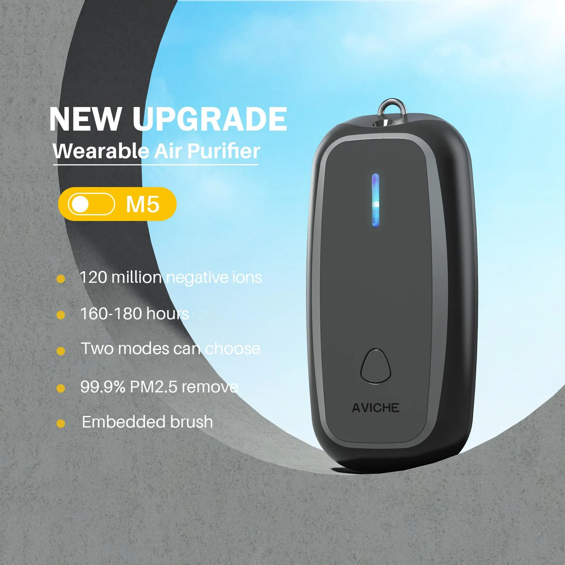 Mini Portable Wearable Air Purifier Necklace Negative Ion Freshener Generator