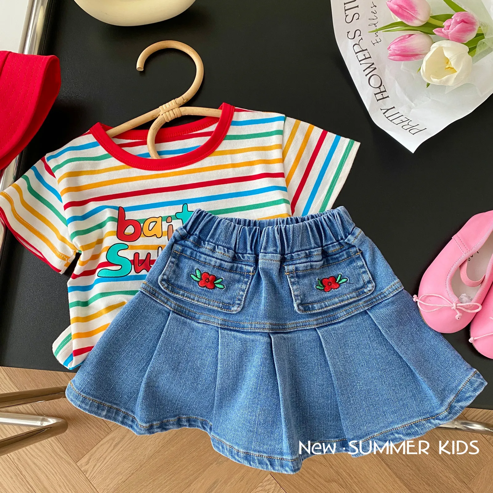 Toddler pink cheap denim skirt