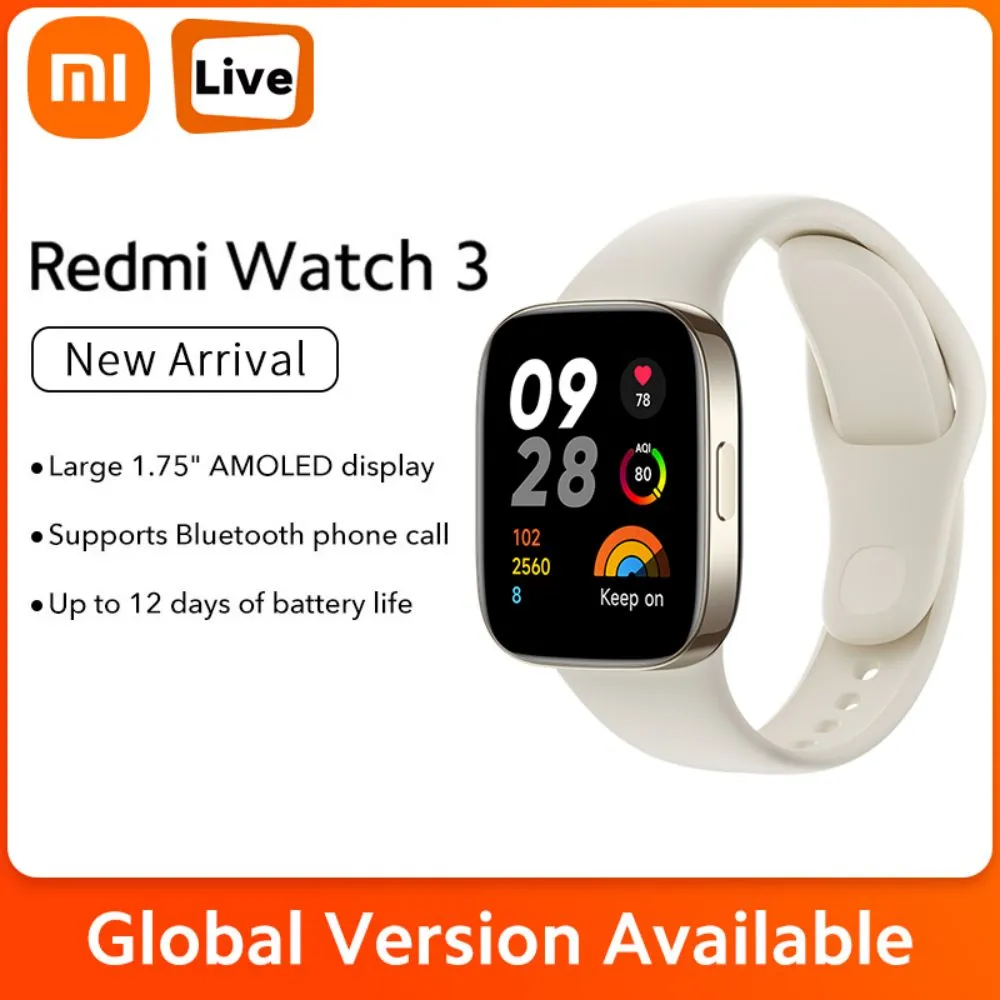 Global Version xiaomi Redmi Watch 3 GPS Smart Watch AMOLED Screen