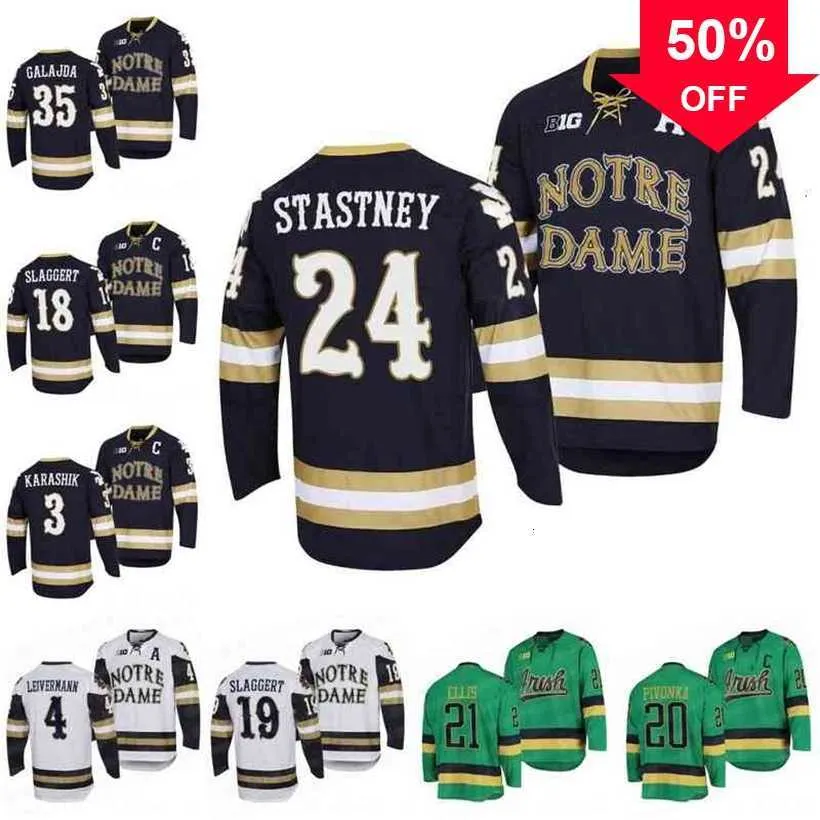 Mag Notre Dame Fighting Irish 2022 NCAA Regional Finals Navy Hockey Jersey Landon Slaggert Matt Galajda Jesse Lansdell Max Ellis Leivermann