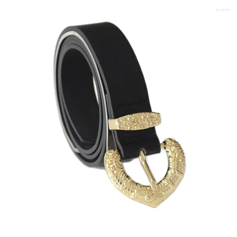 Elegant Womens Designer Belt - Gold Buckle, C Carving  display picture 3