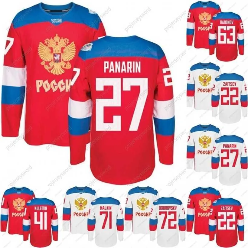 C2604 MIT 2016 Drużyna Pucharu Świata Rosja Jerseys WCH 74 Emelin 72 Bobrovsky 47 Marchenko 42 Anisimov 41 Kulemin 27 Panarin 22 Zaitsev Custom Hockey Hockey