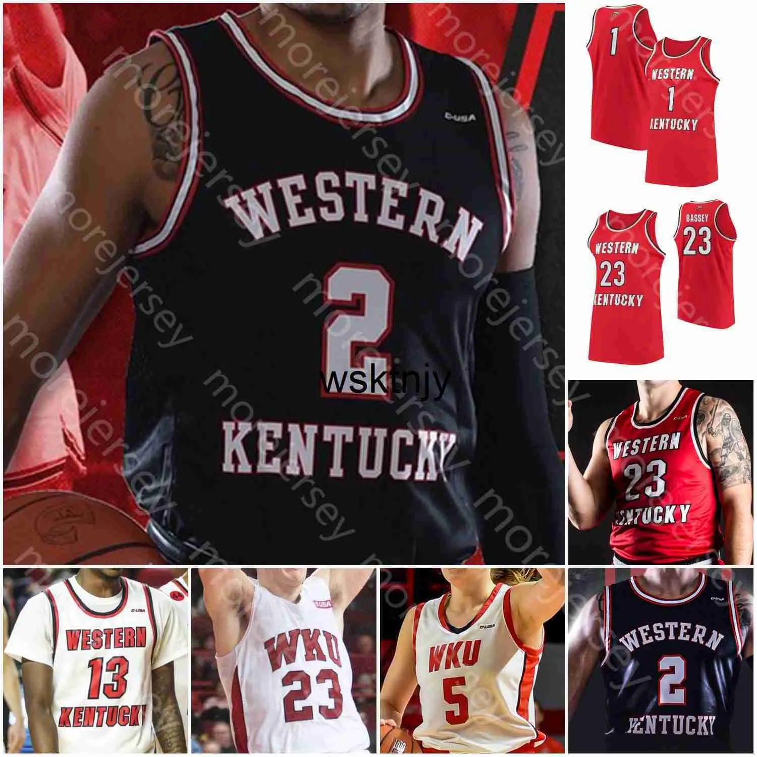 WSK Custom Western Kentucky Hilltoppers Basketball Jersey College College Taveion Hollingsworth Bassey Carson Williams Savage Anderson Justice Lee Lee