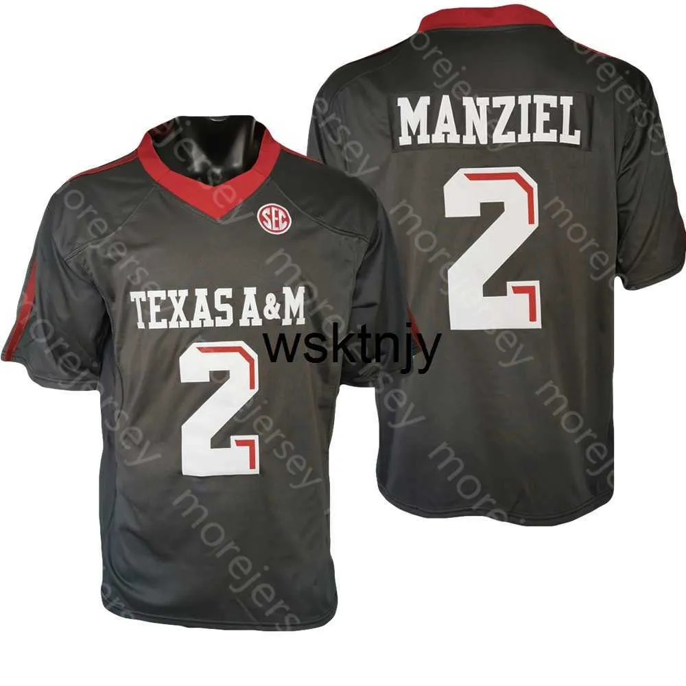 WSK NCAA College Texas Am Aggies Football Jersey Johnny Manziel Black Size S-3xl Wszystkie zszyte haft