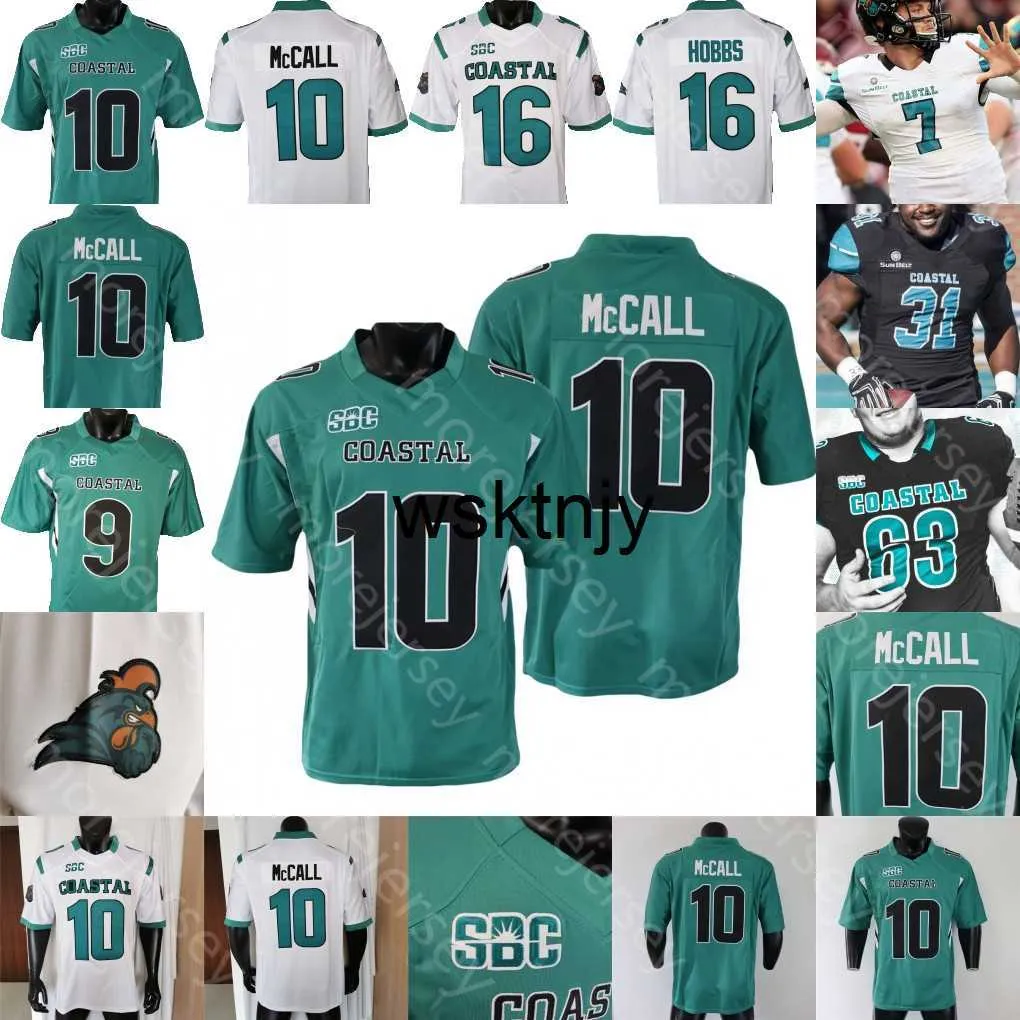 WSK Coastal Carolina Chanticlelers Football Jersey NCAA College Grayson McCall Reese White CJ Beasley Mobley Pinckney Killen Jenkins Boykin Brown Stewart Bruce Bro