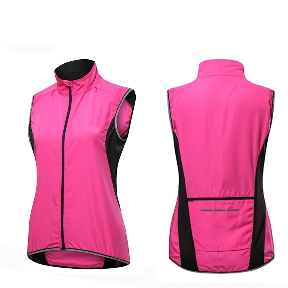 قمصان ركوب الدراجات قمم أكمام Cycl Vest Women Reflective Windbreaker Pink Treasable Bike Sterts Windproof Cycling Gilet Outdoor Sportwear 230603