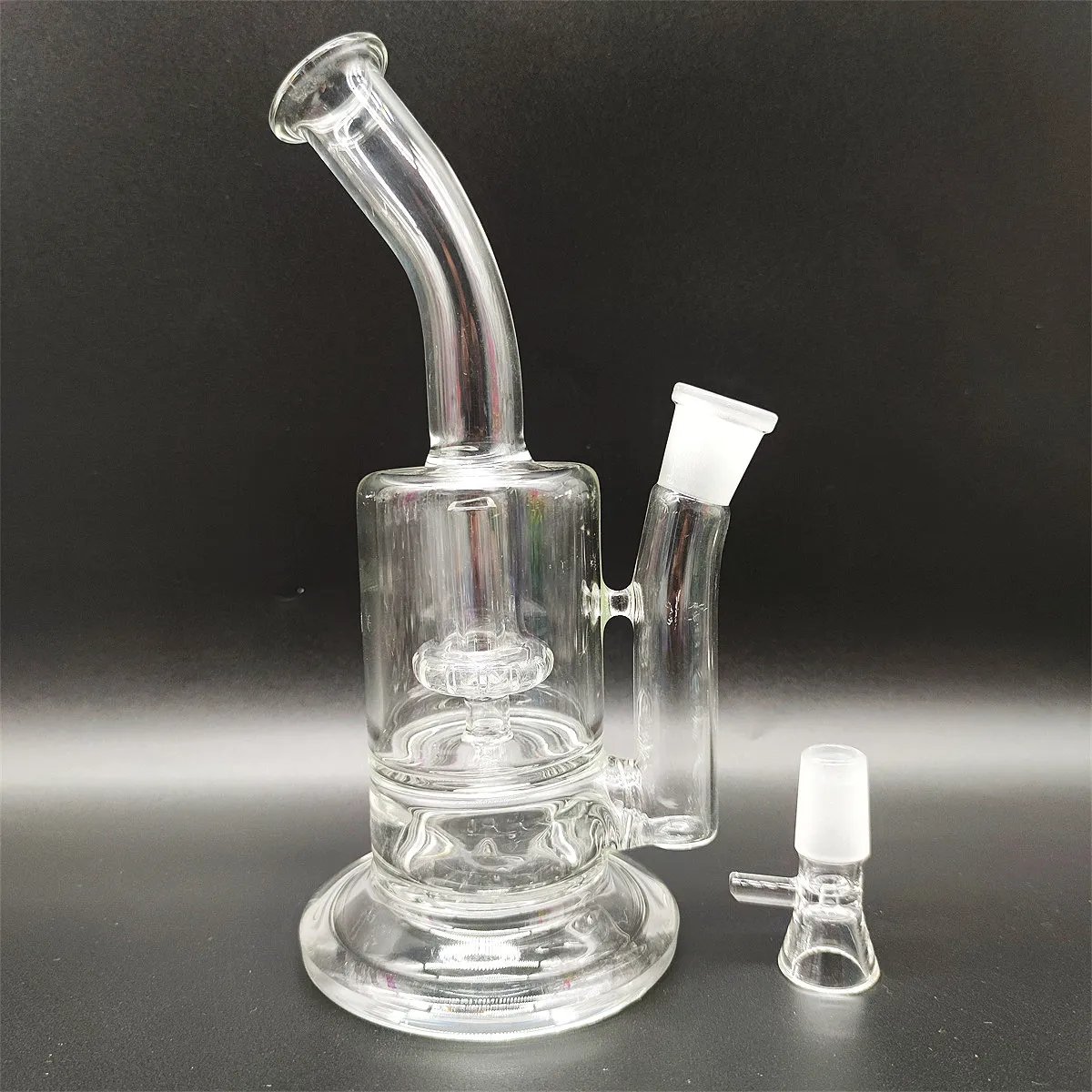 10 Inch 26CM Heady Bong UFO Filter Clear Glass Bongs Water Pipe Hookah 18MM