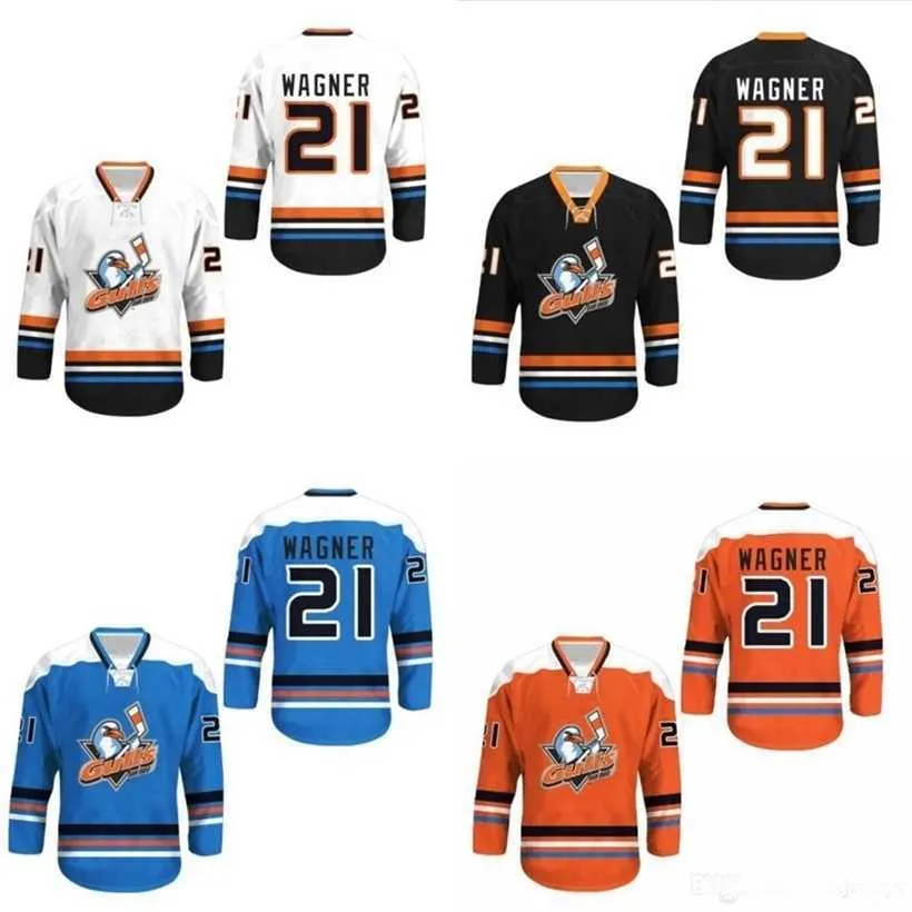 C2604 A3740 21 Wagner San Diego Gulls Hockey Jersey någon spelare eller nummer Nya sömmar Sydd filmhockeytröjor alla sömda White Red Blue