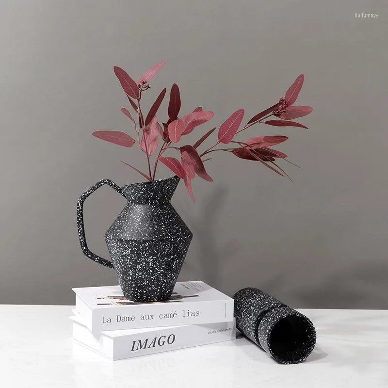 Popxstar  Special-shaped Striped Ceramic Vase Modern and Simple Flower Arrangement High-end and Versatile Home Soft Decoration Ornaments