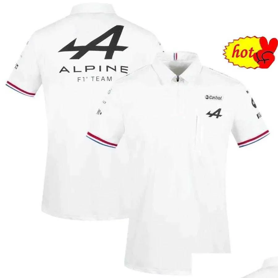 Motorradbekleidung Motorsport Alpine F1 Team Aracing T-Shirt Weiß Schwarz Atmungsaktives Teamline-Kurzarmshirt Auto-Fan-Kleidung Drop Dhelq Vqal