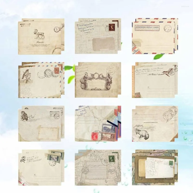 Present Wrap 48 PCS Vintage Stationary Envelope Paper Stationery Storage Liten Retro Practical