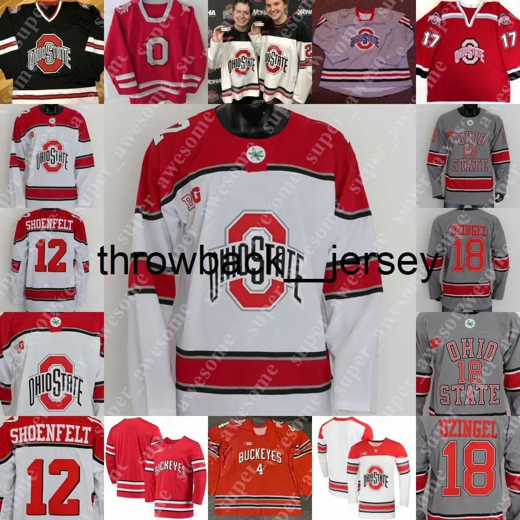 Thr Ohio State Buckeyes Hockey-Trikot Jake Wise Stephen Halliday Travis Treloar Kamil Sadlocha Mason Lohrei Patrick Guzzo Cam Thiesing Jakub Dobes Gustaf Westlund