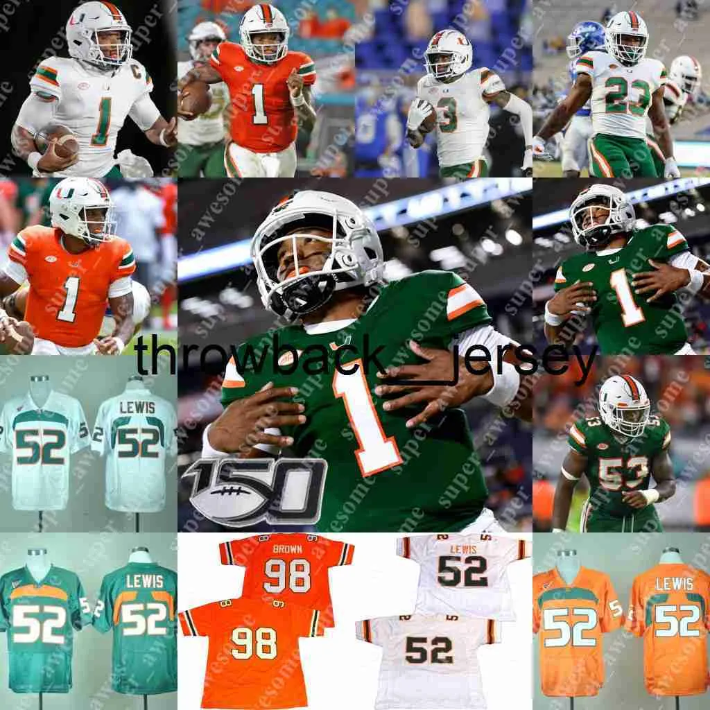 Thr NCAA Canes Football Jersey D'Eriq King Cam'Ron Harris Dee Wiggins Key'Shawn Smith Ivey Jaylan Knighton Xavier Restrepo Bubba Bolden Donald Chaney Lewis Reed Taylor