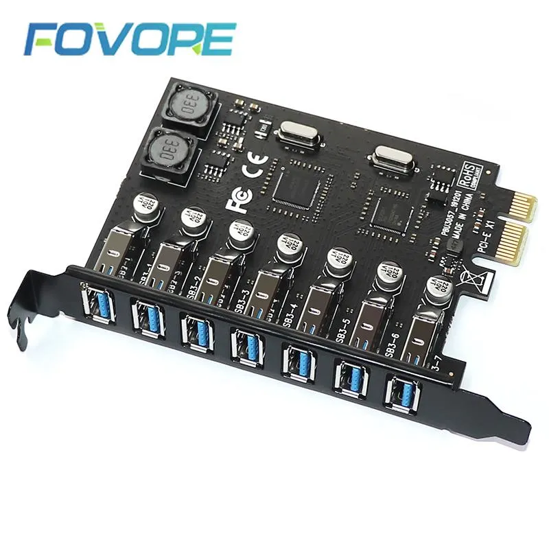 Cards Usb 3.0 Pci Express Adapter 7 Port Usb 3 Hub Pci E Adapter Controller Pcie Usb3 Pcie Expansion Board Card for Desktop