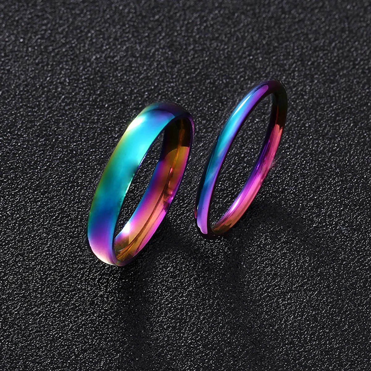 20Pcs Fashion Plain Noodles Titanium Steel Couple Rings Stainless Steel Colorful Smooth Face Ring