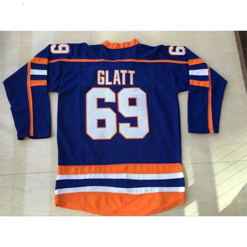 C2604 Mit Goon Hockey Jersey 100% costurado # 69 Doug The Thug Glatt Jersey GOON Movie Hockey Halifax Jerseys Blue