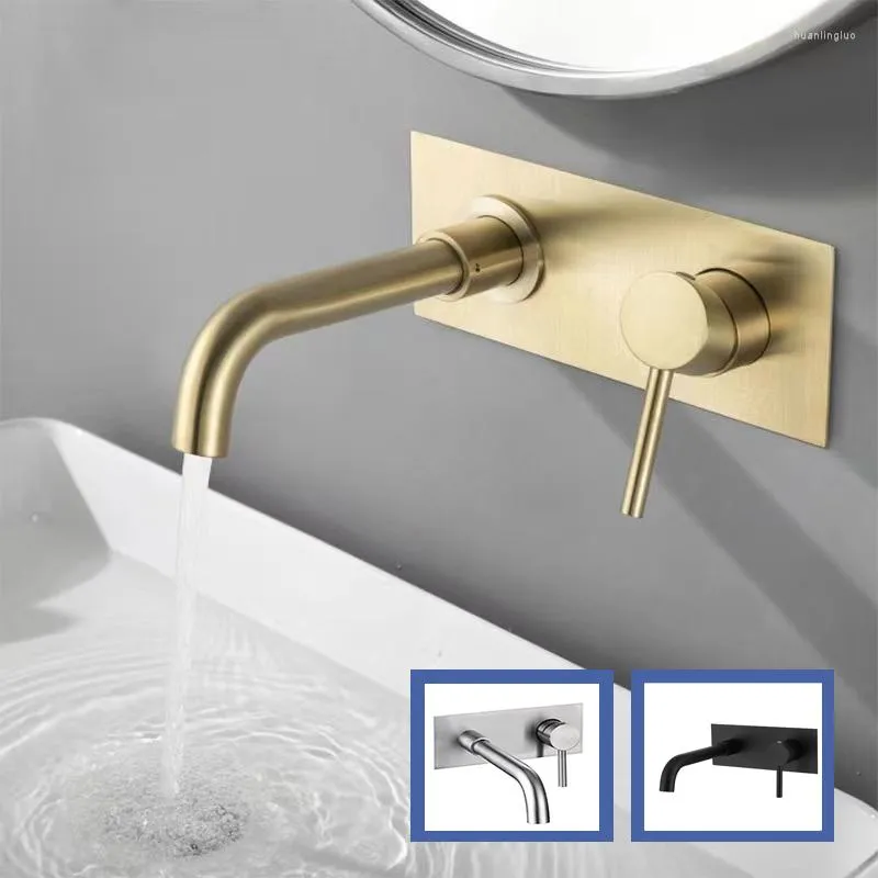 Bathroom Sink Faucets Faucet Stainless Steel Tap Wall Mounted Black Mixer Washbasin Toilet Tapware Plumbing